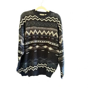Bugle Boy Company Women's‎ Black 100% Acrylic Crew Neck Knit Sweater Size XL